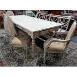 Susie Watson Designs, a weathered acacia wood Gustavian dining table table, bench and chairs (7)