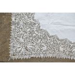 Lace and linen table cloth