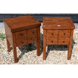 A pair of modern stained teak bedside chests