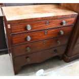 A 19th century mahogany chest of four long graduating drawers