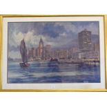 An extensive panoramic print of Hong Kong harbour