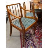 Set of six Edwardian mahogany spindle back dining chairs
