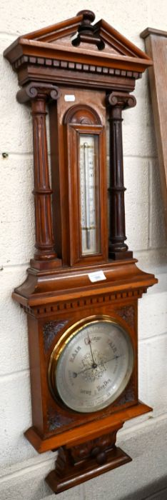 'Dring & Fage, Strand, London', carved walnut barometer