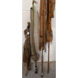 Vintage fishing rods & net