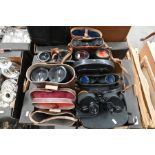 Nine various pairs of vintage and later binoculars