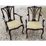 Pair of Regency style red walnut carver chairs