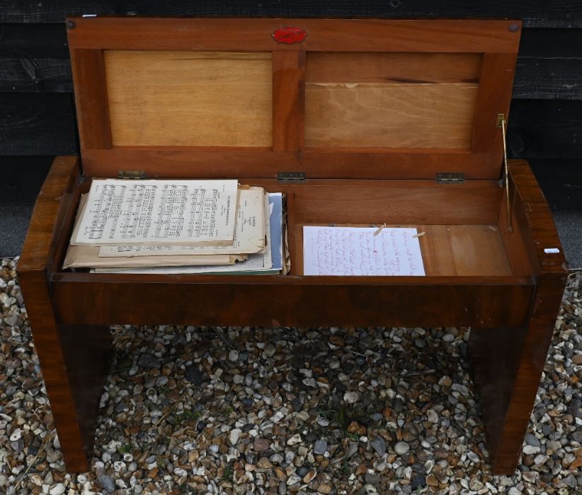 A Walnut box seated duet stool and small quantity of sheet music - Image 3 of 3