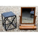 A Victorian platform mirror to/w a heavy metal stand