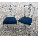 A pair of Italianate faux ivorine salon side chairs