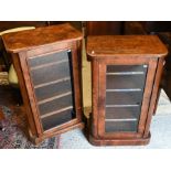 Two Victorian walnut music cabinets
