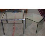 Two contemporary glass side tables