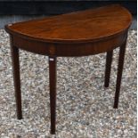 A 19th century mahogany demi-lune folding card table