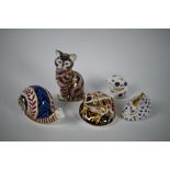 Five Royal Crown Derby paperweights