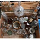 A collection of antique and later apothecary and medicine bottles
