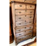 A companion pair of Georgian style walnut veneer chest on chests as media cabinets