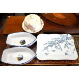 Faience cheese dish and tureens etc