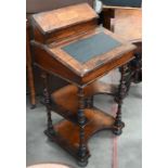 Victorian walnut and satin inlaid Davenport