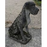 A pair of large weathered reconstituted stone Great Dane garden statues, 115 cm high