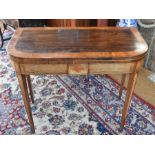 A 19th century rosewood and satin banded card table