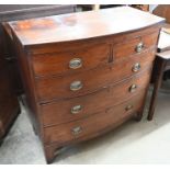 A 19th century mahogany bowfront chest of two short over three long drawers