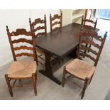 Ercol Old Colonial dining table, sideboard and five provincial chairs