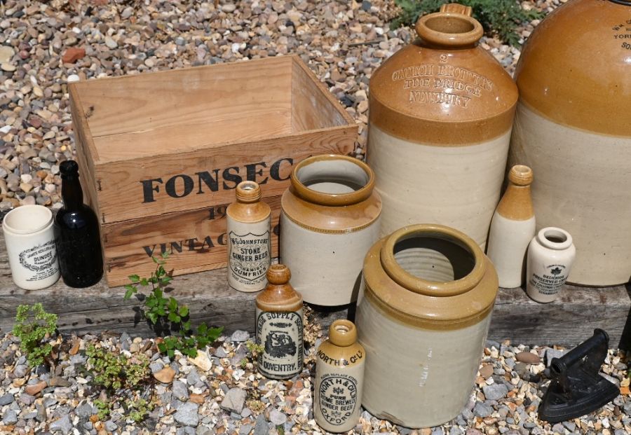 A collection of vintage stoneware flagons, jars glass bottles - Image 2 of 3