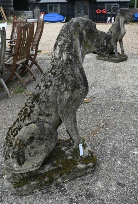 A pair of large weathered reconstituted stone Great Dane garden statues, 115 cm high - Image 5 of 5