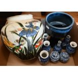 Eight various Asian blue and white miniature porcelain vases