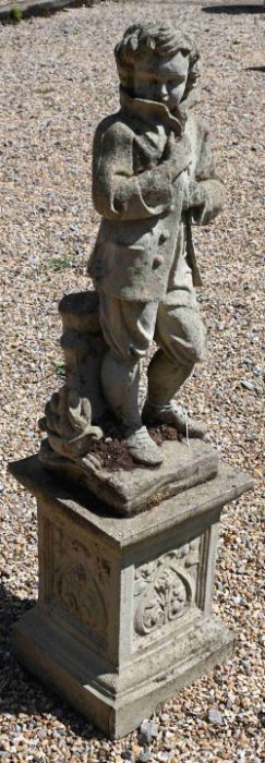 A reconstituted stone garden figure of 'Winter Boy'