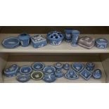 A collection of light blue Wedgwood Jasperware