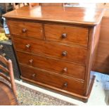 A Victorian mahogany chest of two short over three long drawers