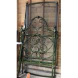 A Victorian green-painted metal single bed frame