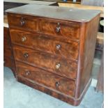 A Victorian mahogany chest of two short over three long drawers