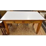 Vintage stained pine pantry table with melamine top