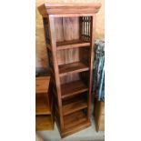A sheesham and wrought iron bookcase