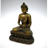 A 19th century Chinese bronze Buddha, Shakyamuni, late Qing, 27 cm high