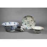 Four pieces of Chinese Tek Sing shipwreck blue and white porcelain