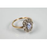 An antique sapphire and diamond plaque ring
