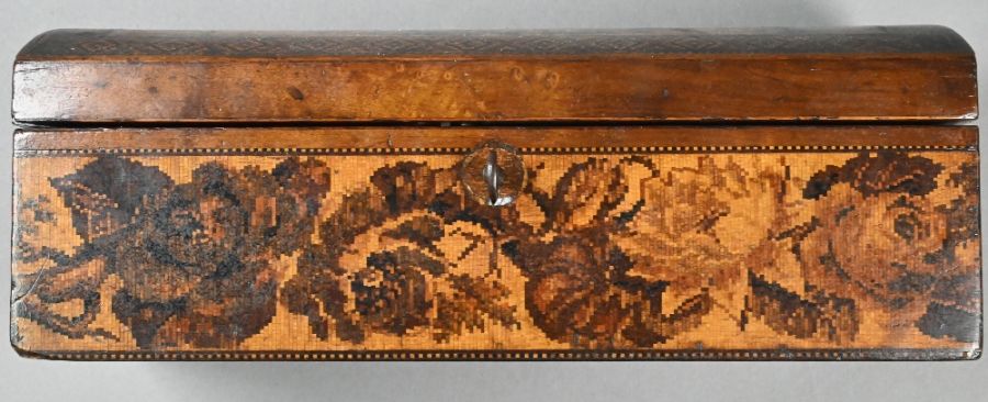 A Victorian Tunbridge Ware glove-box with domed cover - Image 4 of 6