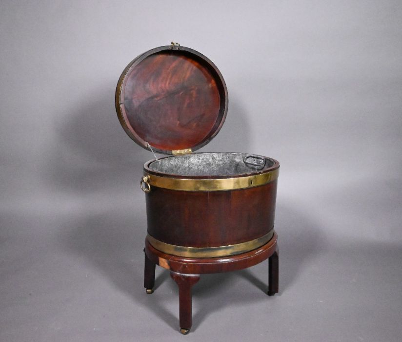 A George III brass bound mahogany wine cooler - Image 5 of 8