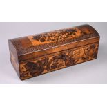 A Victorian Tunbridge Ware glove-box with domed cover