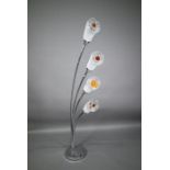 A Mezzago/Murano chrome floor-lamp with 'fried egg' shades