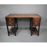An antique Chinese hardwood three section desk