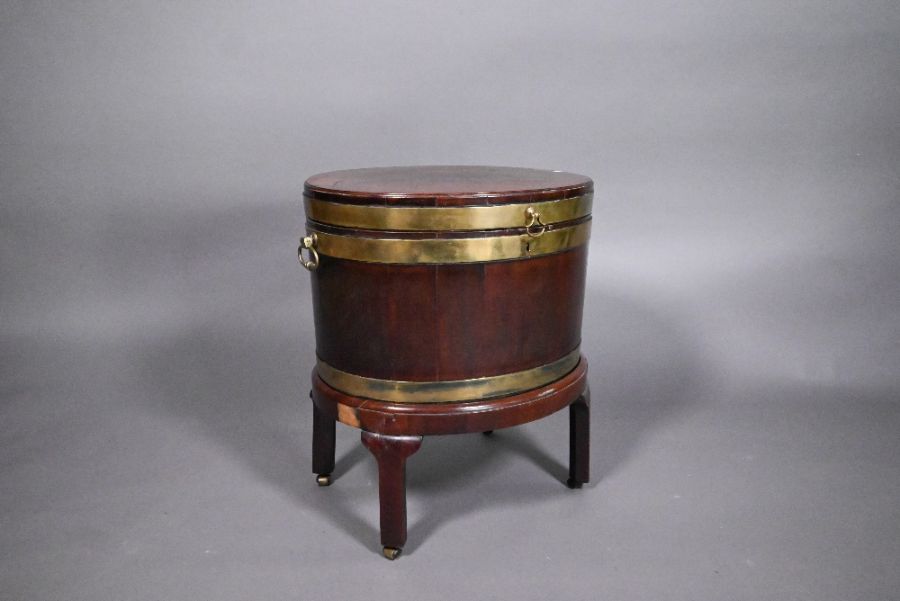 A George III brass bound mahogany wine cooler