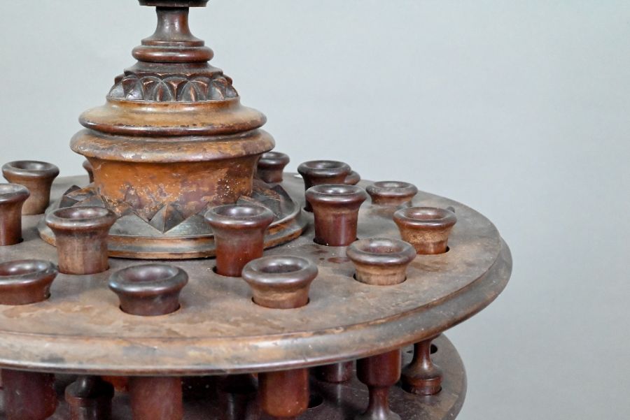 An antique carved and turned wood snuff or tobacco stand - Image 5 of 6