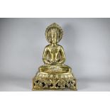 A polished bronze Amitabha Buddha, 37 cm high