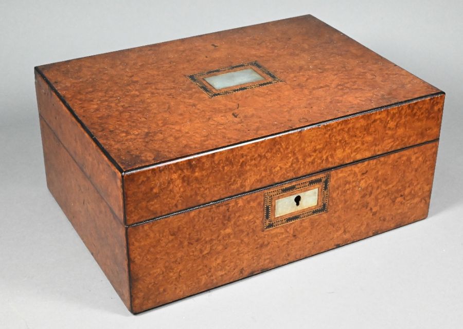 A Victorian burr walnut sewing box - Image 2 of 4