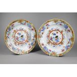A pair of Chinese Qianlong period famille rose plates, Qing