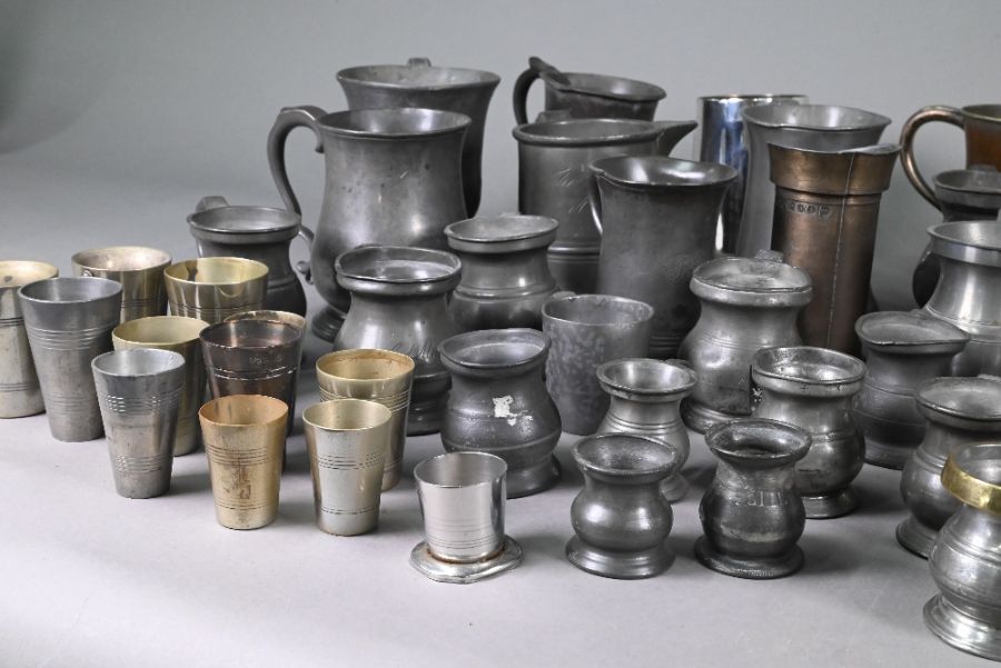 Over fifty Victorian and later pewter and other measures - Image 4 of 7