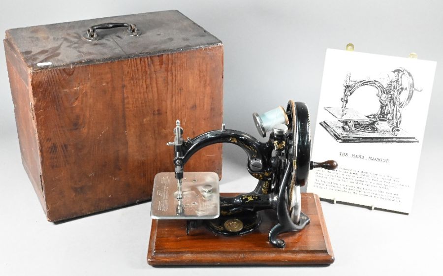 Willcox and Gibbs 1883 patent sewing machine with box